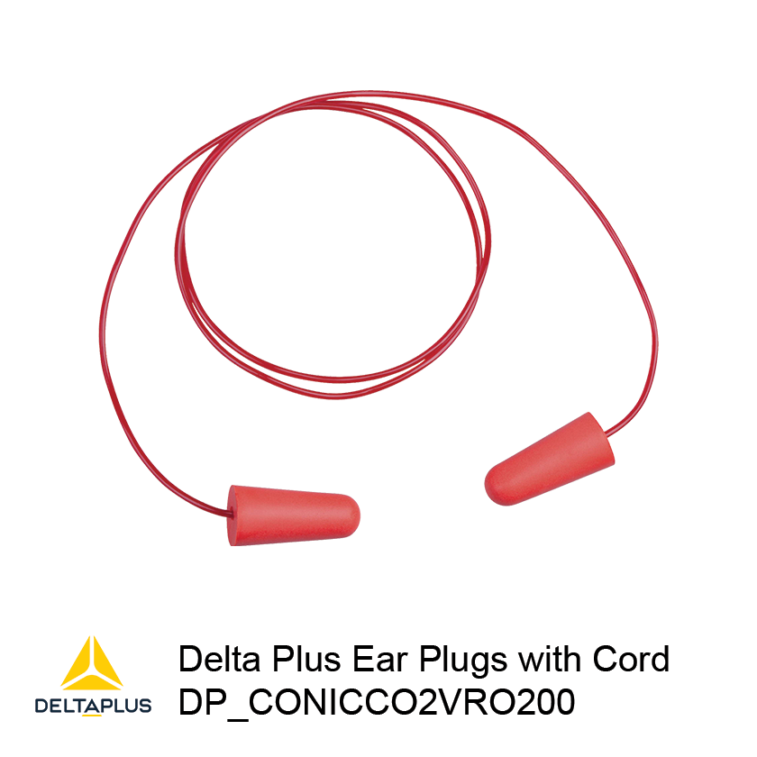 DP_CONICC02 200- Single-Use Polyurethane Earplugs with Plastic Cord