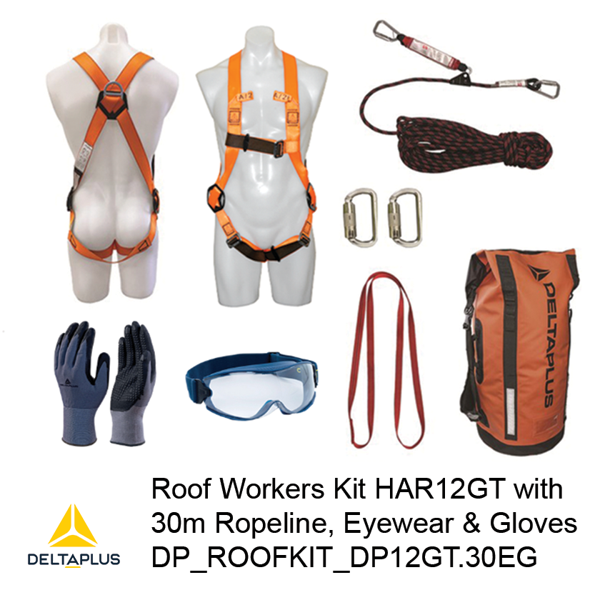 Roof Workers Kit with Harness DP_WAUHAR12GT, 30m Rope Line, Lens and Gloves