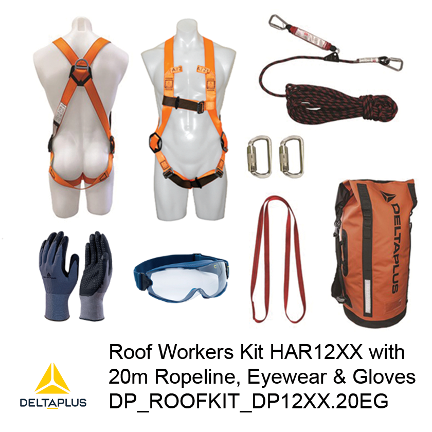 Roof Workers Kit with Harness DP_WAUHAR12XX, 20m Rope Line, Lens and Gloves