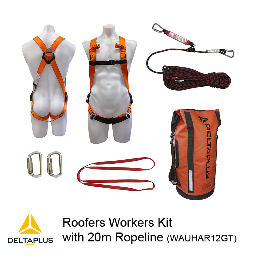 Roof Workers Kit with Harness DP_WAUHAR12GT & 20m Rope Line