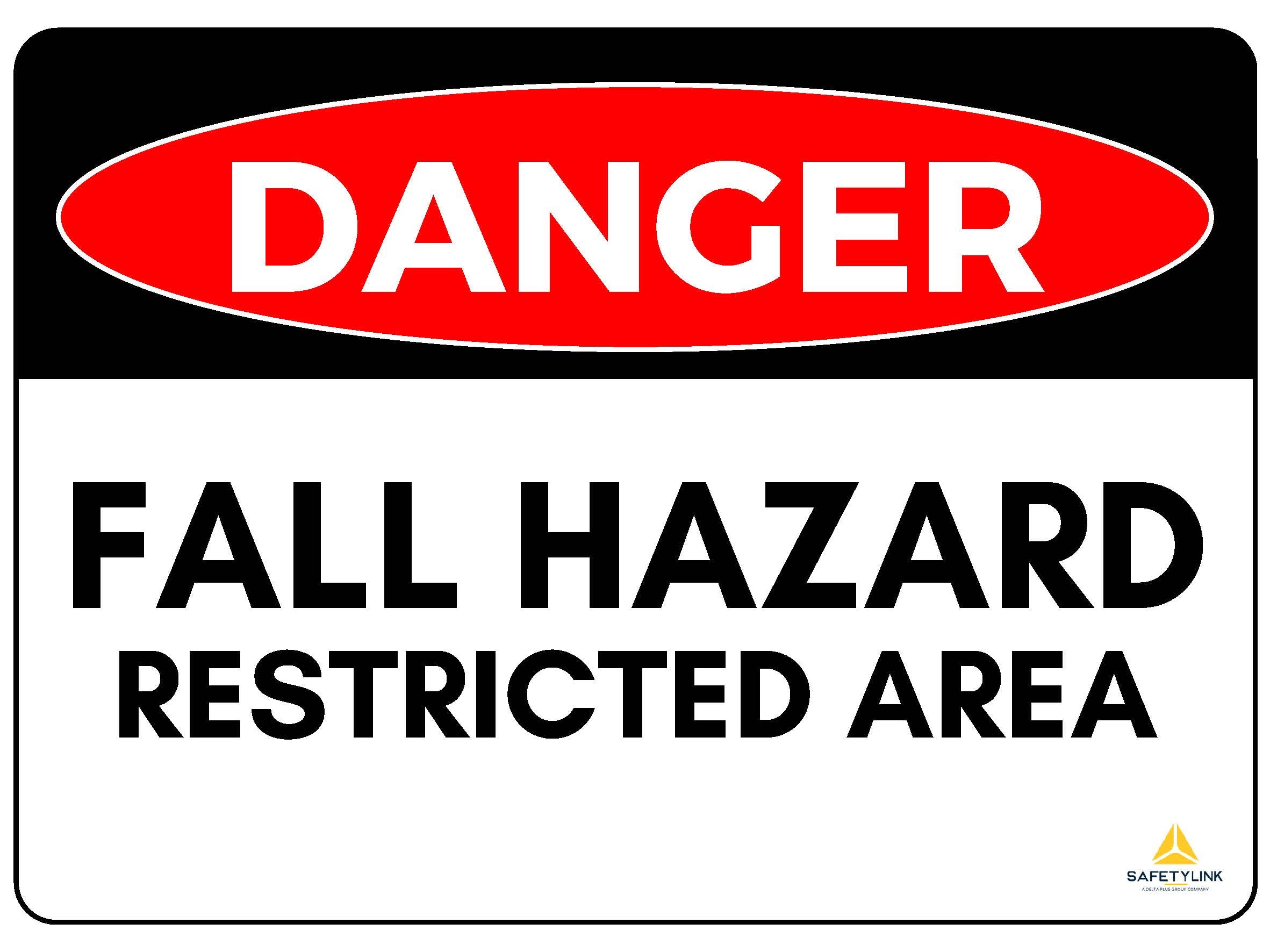 Warning Sign - Danger Fall Hazard Restricted Area - Flat