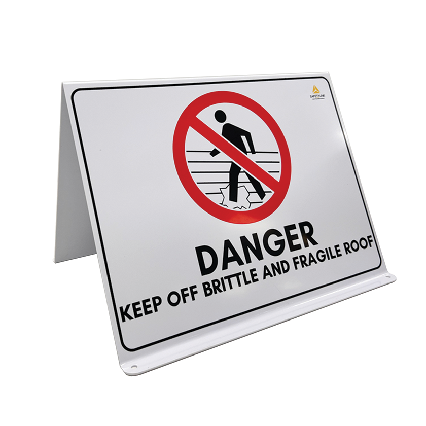 Warning Sign - Danger Keep off Brittle and Fragile Roof - A Type
